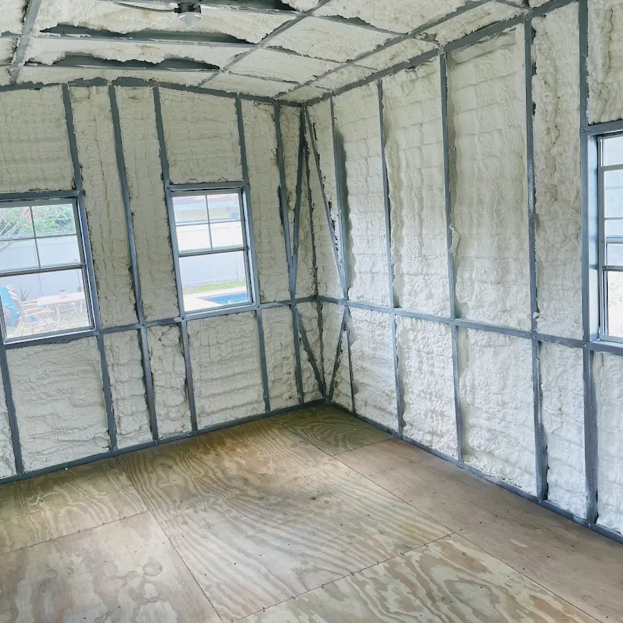 Closed-cell spray foam insulation applied to wall cavities in a residential project in Crestwood